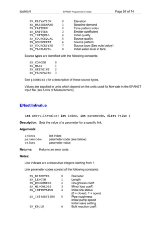 EPANET Programmer's Toolkit | PDF