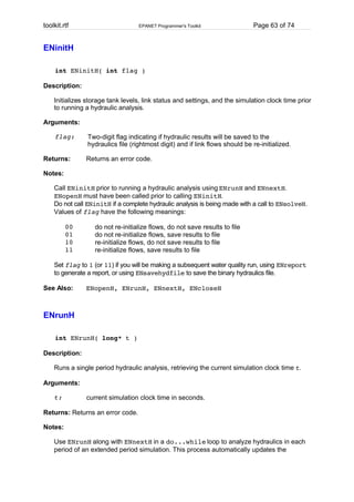 EPANET Programmer's Toolkit | PDF