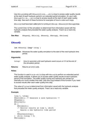 EPANET Programmer's Toolkit | PDF