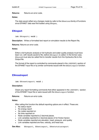 EPANET Programmer's Toolkit | PDF