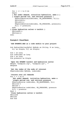 EPANET Programmer's Toolkit | PDF
