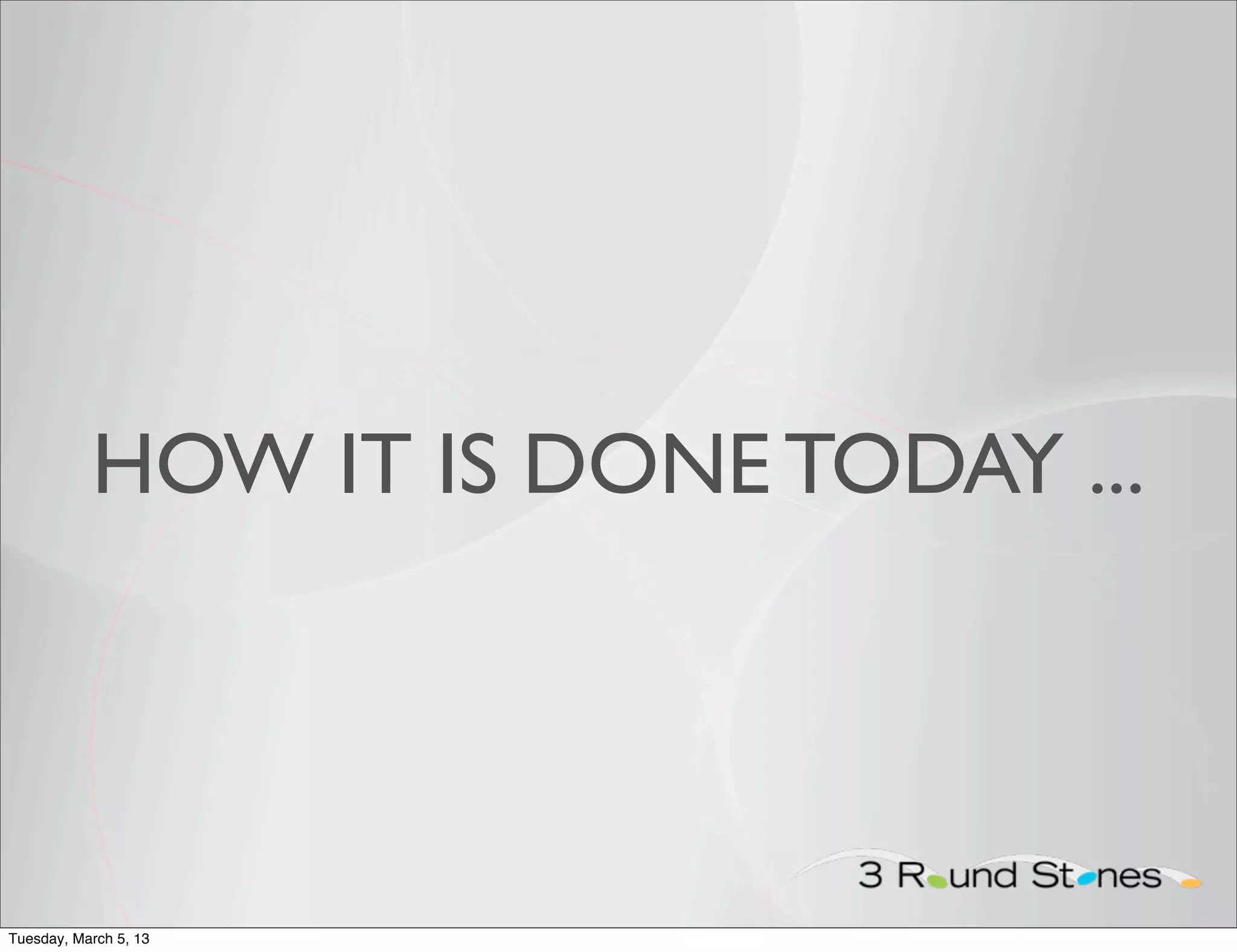 HOW IT IS DONE TODAY ...




Tuesday, March 5, 13
 