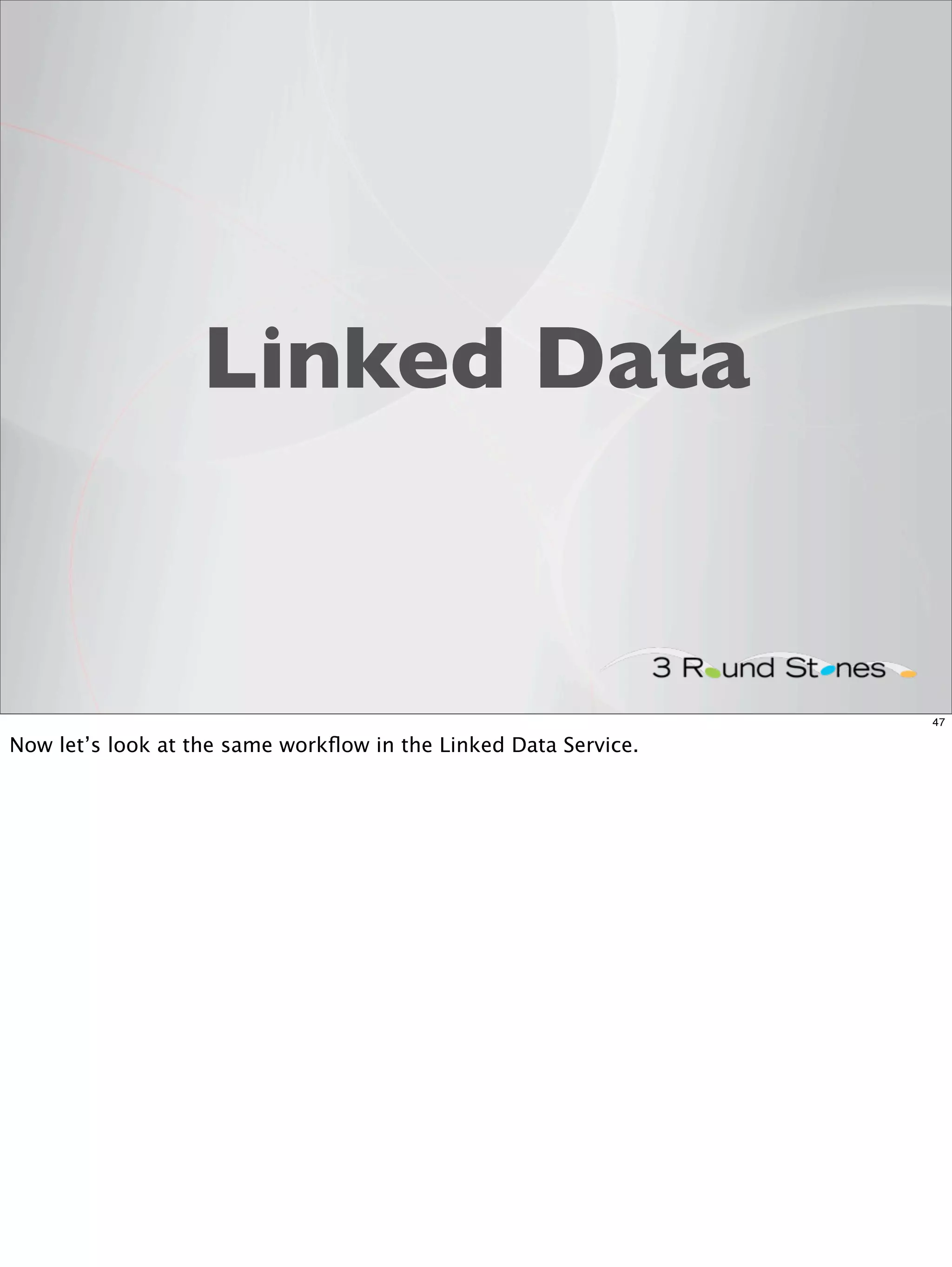 Linked Data


                                                                 47

Now let’s look at the same workﬂow in the Linked Data Service.
 