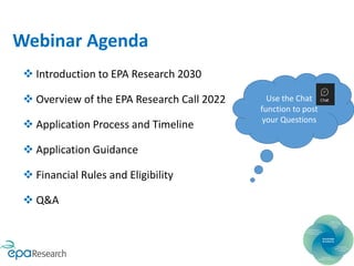 Webinar for Applicants - EPA Research Call 2022