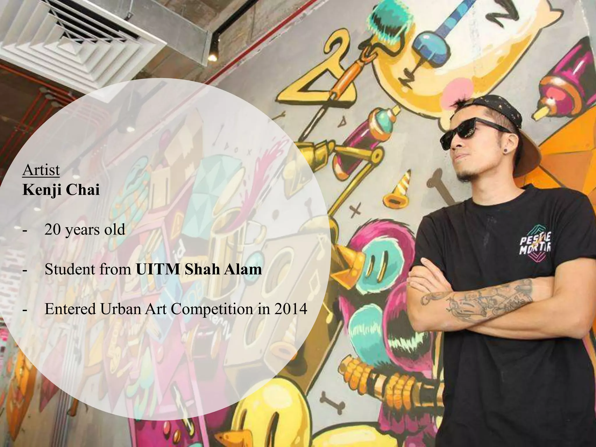 Artist
Kenji Chai
- 20 years old
- Student from UITM Shah Alam
- Entered Urban Art Competition in 2014
 