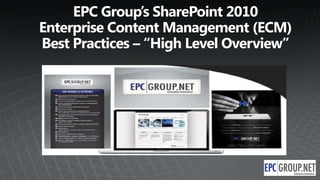 EPC Group’s SharePoint 2010Enterprise Content Management (ECM) Best Practices – “High Level Overview” 