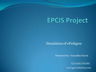 Simulation of ePedigree


     Presented by : Anuradha Namal


                   GUI SOLUTIONS
              www.gui-solutions.com
 