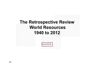 2
9
29
The Retrospective Review
World Resources
1940 to 2012
hyperlink
 