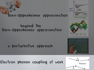 Born–Oppenheimer approximationBorn–Oppenheimer approximation
a perturbative approacha perturbative approach
Electron phonon coupling at workElectron phonon coupling at work
beyond thebeyond the
Born–Oppenheimer approximationBorn–Oppenheimer approximation
 