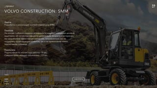 _проект
VOLVO CONSTRUCTION: SMM
Задача 
Разработка и реализация контент-стратегии в SMM.
Решение
На основе глубокого анализа активности и моделей поведения целевой
аудитории, её сегментирования по демографии, возрасту и интересам,
мы разработали эффективную кампанию, направленную как на
поддержку существующих клиентов, так и на привлечение новых
подписчиков страницы.
Результаты 
Подписчиков по итогам года работы – 8 тыс.
Средний охват каждой публикации – 1,5 тыс.
СМОТРЕТЬ
TAGS
-
SMM
Auto
Digital
 