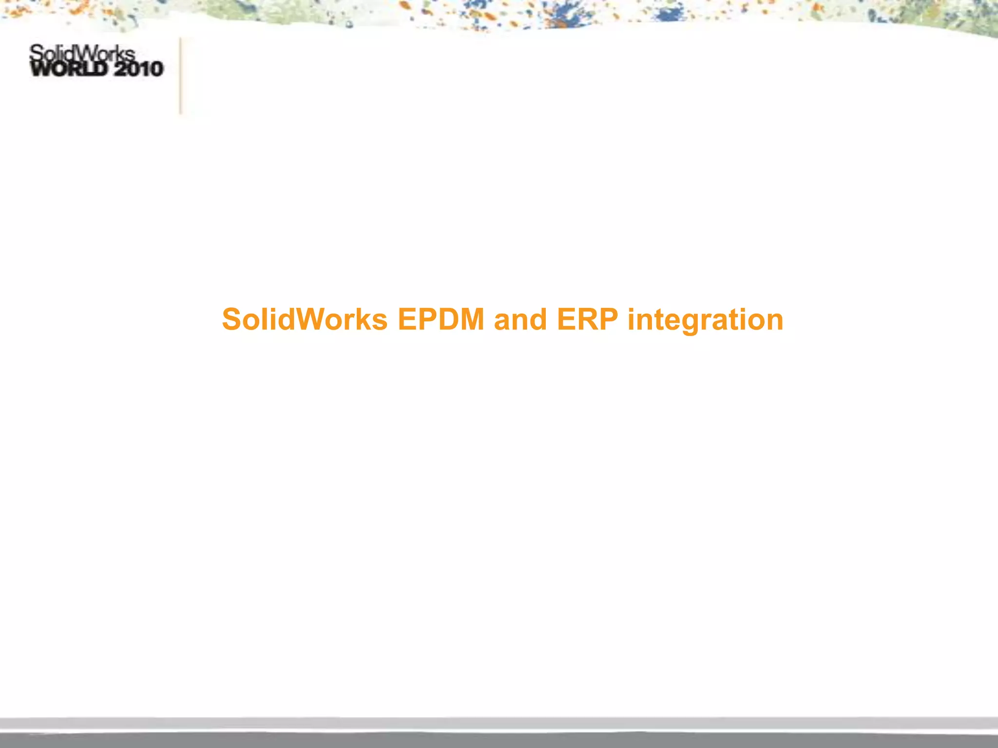 SolidWorks EPDM and ERP integration
 