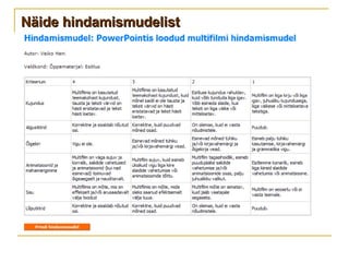 Näide hindamismudelist 