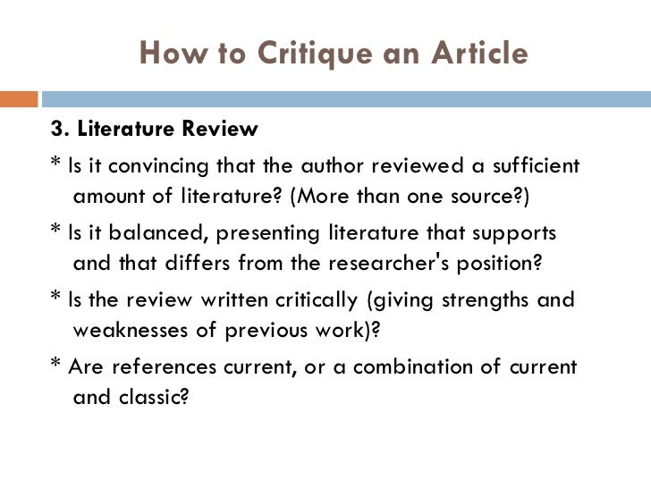 literature review vs article critique