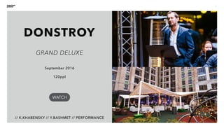 4
// K.KHABENSKY // Y.BASHMET // PERFORMANCE
September 2016
120ppl
GRAND DELUXE
WATCH
DONSTROY
 
