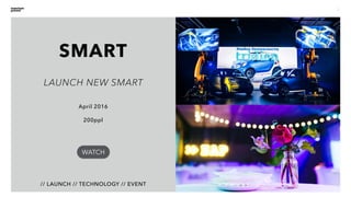 9
SMART
// LAUNCH // TECHNOLOGY // EVENT
April 2016
200ppl
LAUNCH NEW SMART
WATCH
 