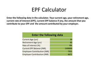 Calculator epf EPF Calculator