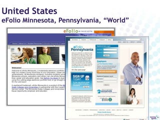 United States
eFolio Minnesota, Pennsylvania, “World”
 