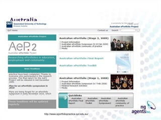Australia




            http://www.eportfoliopractice.qut.edu.au/
 
