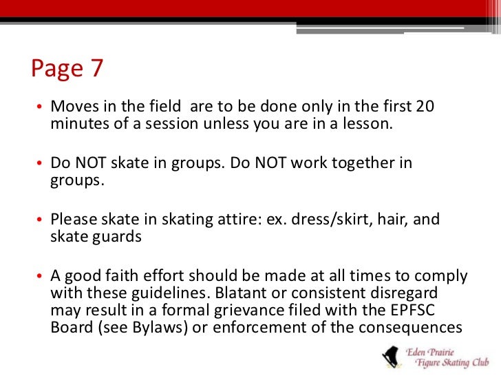 Eden Prairie Figure Skating Club Safety Rules