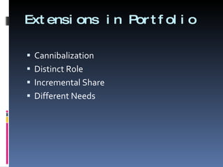 Extensions in Portfolio Cannibalization Distinct Role Incremental Share Different Needs 