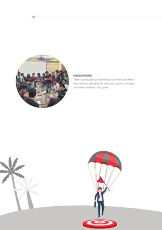 01
HACKATHONS
Team up and put your learning to use with our offline
Hackathons: designed to help you apply concepts
and meet, network, and grow!
47
 