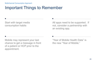Important Things to Remember
29
Mobile may represent your last
chance to get a message in front
of a patient or HCP prior ...