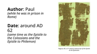 The book of Paul the Apostle to Ephesians - Background | PPTX