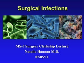 Surgical Infections
MS-3 Surgery Clerkship Lecture
Natalia Hannan M.D.
07/05/11
 