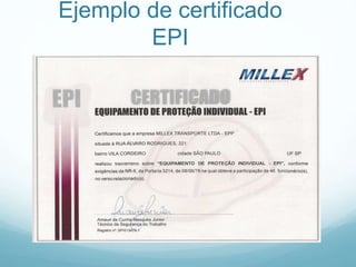Ejemplo de certificado
EPI
 