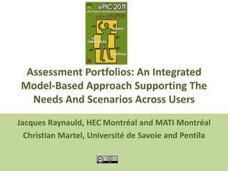 Assessment Portfolios: An Integrated Model-Based Approach Supporting The Needs And Scenarios Across Users Jacques Raynauld, HEC Montréal and MATI Montréal Christian Martel, Université de Savoie and Pentila 