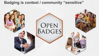 Badging is context / community “sensitive”
 