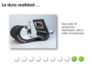 De cada 10
productos
diseñados, sólo 2
salen al mercado
La dura realidad …
 