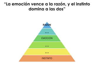 “La emoción vence a la razón, y el instinto
domina a las dos”
 