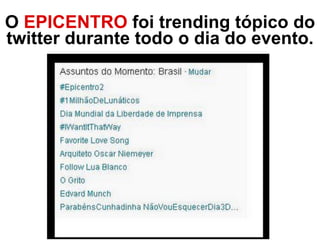 O EPICENTRO 2 reuniu mais de 60
startups brasileiras na quadra
poliesportiva da FGV.
 