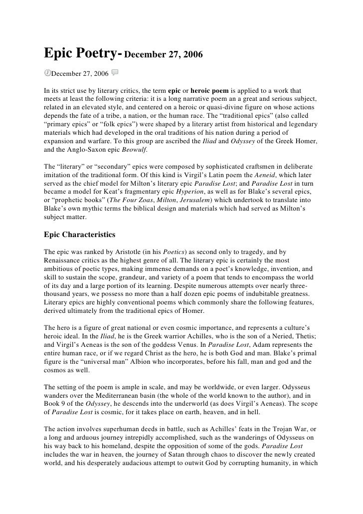 epic poetry december 27 2006 epic poetry