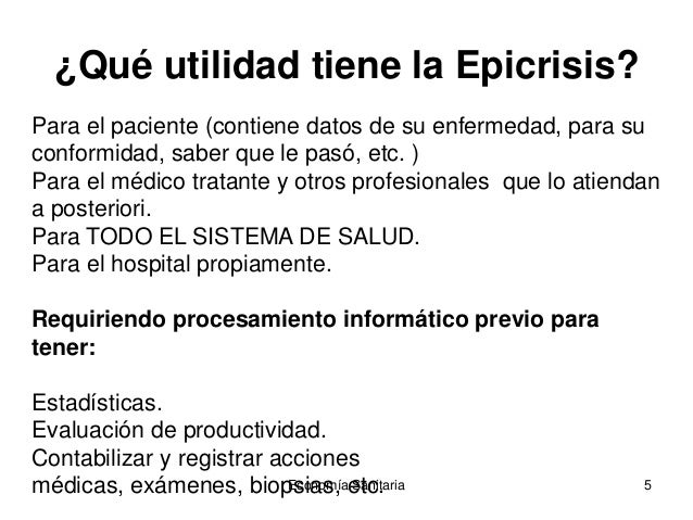 Epicrisis que contiene