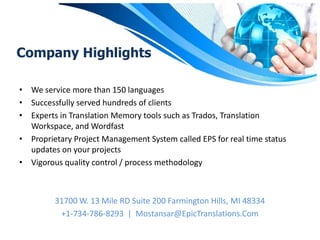 Epic Translation EPIC Translations overview | PPSX