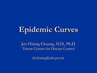 Epidemic CurvesEpidemic Curves
Jen-Hsiang Chuang, M.D., Ph.D.Jen-Hsiang Chuang, M.D., Ph.D.
Taiwan Centers for Disease ControlTaiwan Centers for Disease Control
jhchuang@cdc.gov.twjhchuang@cdc.gov.tw
 