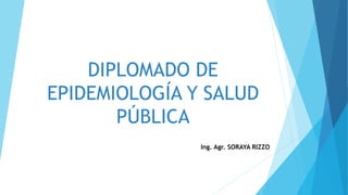 DIPLOMADO DE
EPIDEMIOLOGÍA Y SALUD
PÚBLICA
Ing. Agr. SORAYA RIZZO
 