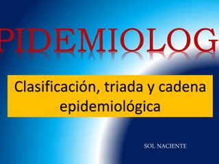 PIDEMIOLOG
Clasificación, triada y cadena
epidemiológica
SOL NACIENTE
 