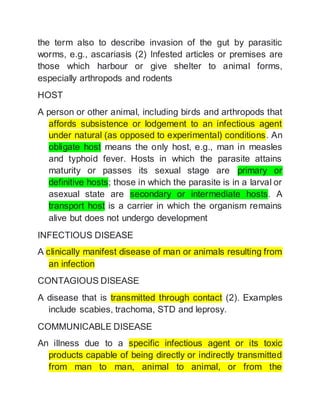 Infested Definition Epidemiological definitions | DOCX