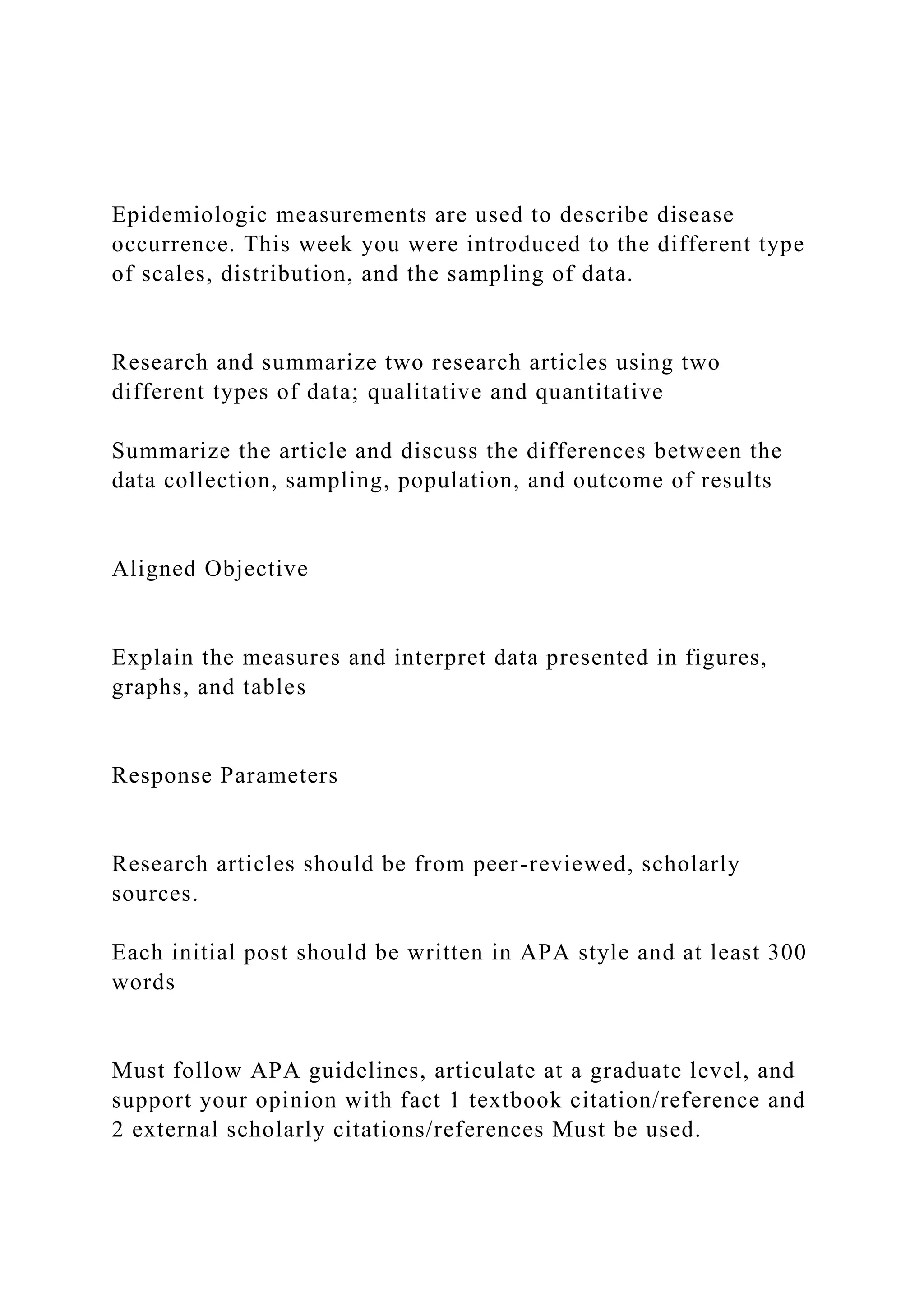 Epidemiologic measurements are used to describe disease occurren.docx