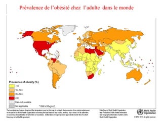 Prévalence de l’obésité chez l’adulte dans le monde
 