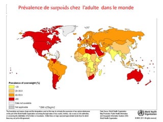 Prévalence de surpoids chez l’adulte dans le monde
 