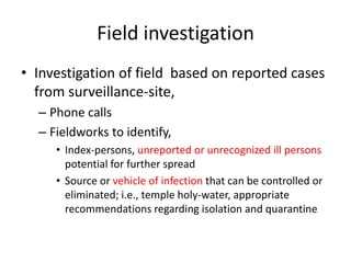 Field Investigation Programme Epidemiology introduction | PPTX