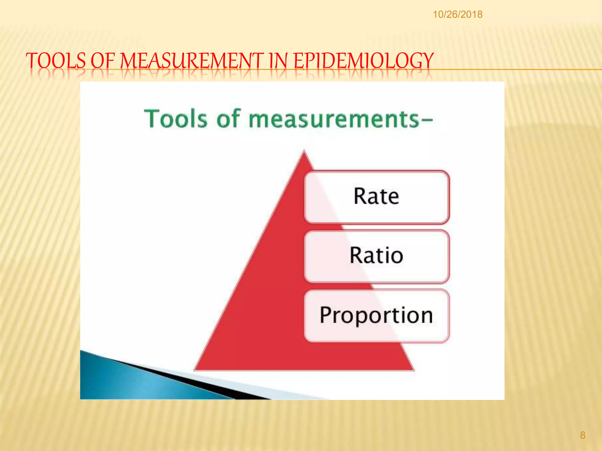 TOOLS OF MEASUREMENT IN EPIDEMIOLOGY
8
10/26/2018
 