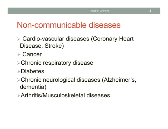 Epidemiology of Non Communicable Diseases (NCDs) | PDF | Heart and ...