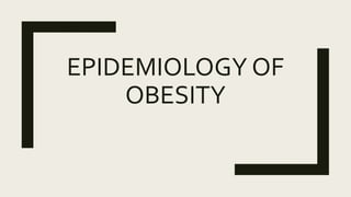 EPIDEMIOLOGY OF
OBESITY
 