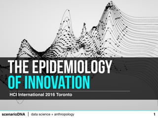 scenarioDNA data science + anthropology 1
HCI International 2016 Toronto
The epidemiology
of innovation
 