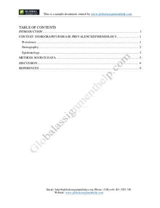 This is a sample document owned by www.globalassignmenthelp.com
TABLE OF CONTENTS
INTRODUCTION ..............................